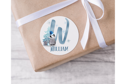 Personalised Initial Penguin Christmas Present Labels - 12 per sheet