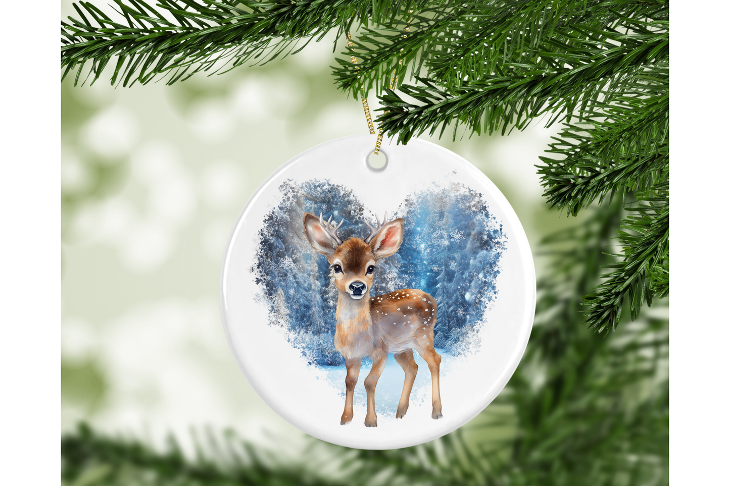 Christmas Reindeer with Heart Bauble