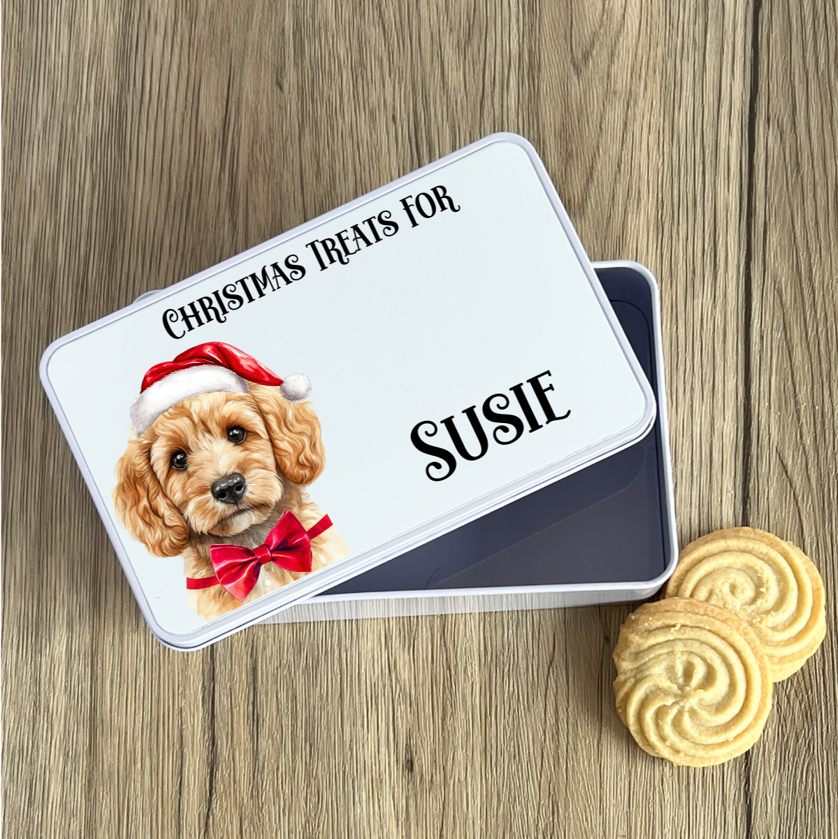 Personalised Dog Christmas Treat Tin