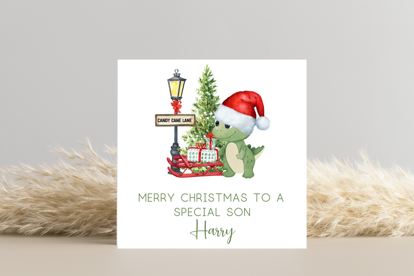 Personalised Dinosaur Christmas Card