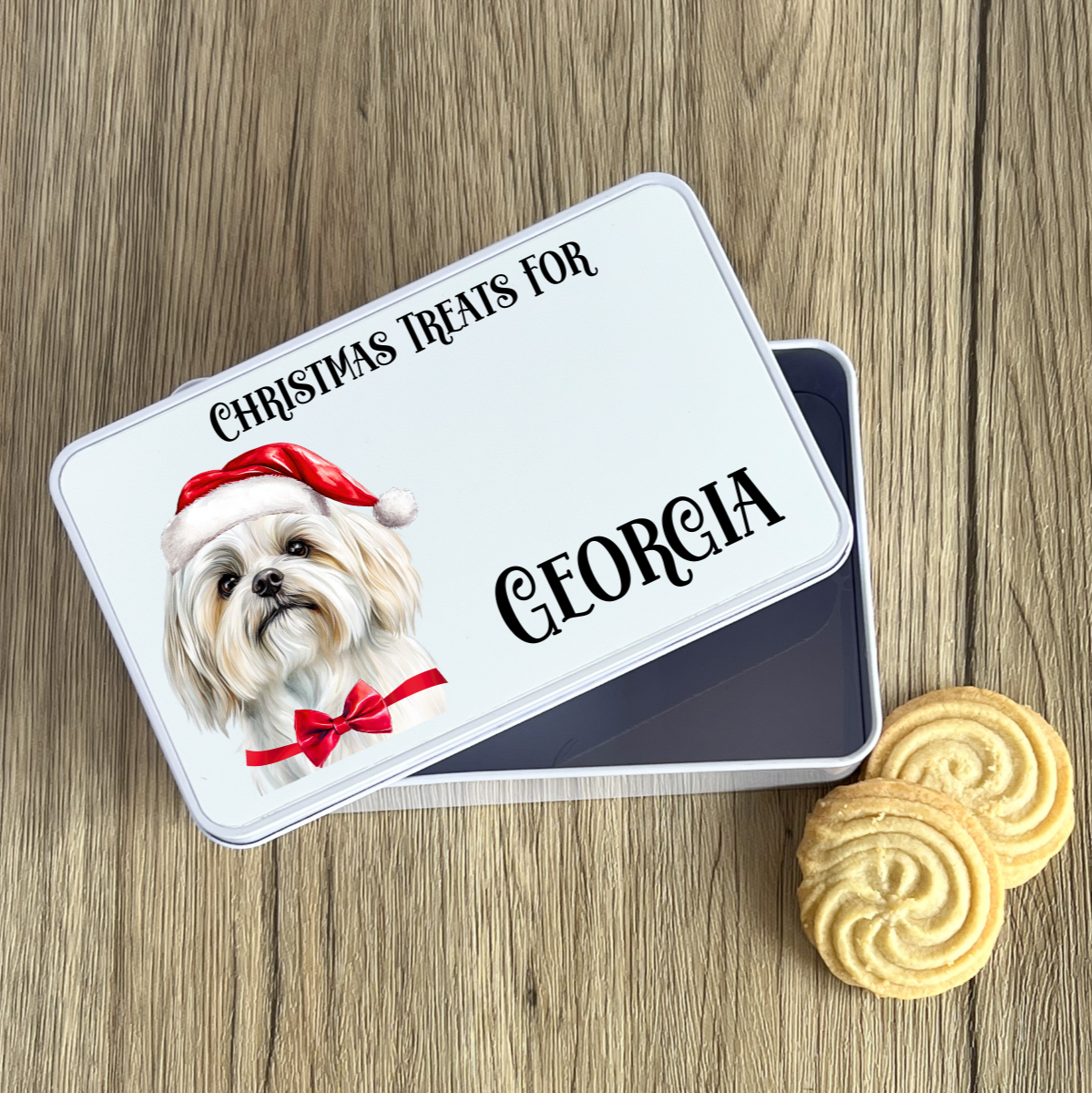 Personalised Dog Christmas Treat Tin