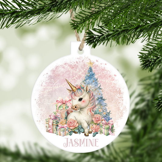 Personalised Christmas Unicorn Christmas Tree Decoration