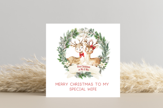 First Christmas as Mr and Mrs Card for my Husband Wife Christmas Card