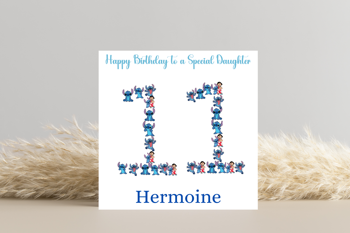 Stitch-Inspired 11th Birthday Greeting Card - Personalised with Number 11 Design