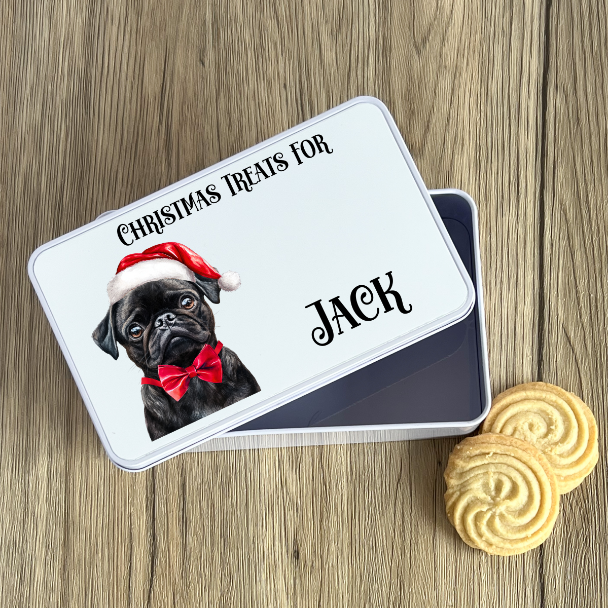 Personalised Dog Christmas Treat Tin