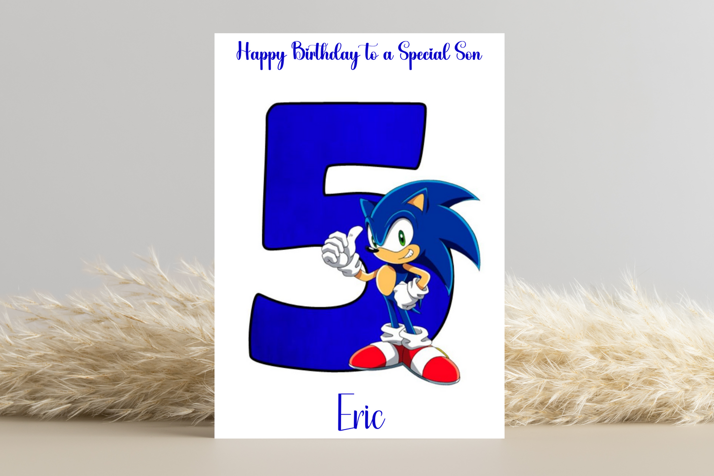 Personalised Sonic the Hedgehog Number Birthday Card