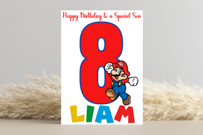 Personalised Super Mario Number Birthday Card