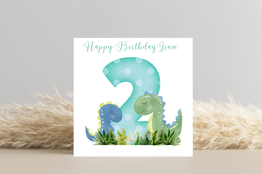 Personalised Dinosaur Number Birthday Card