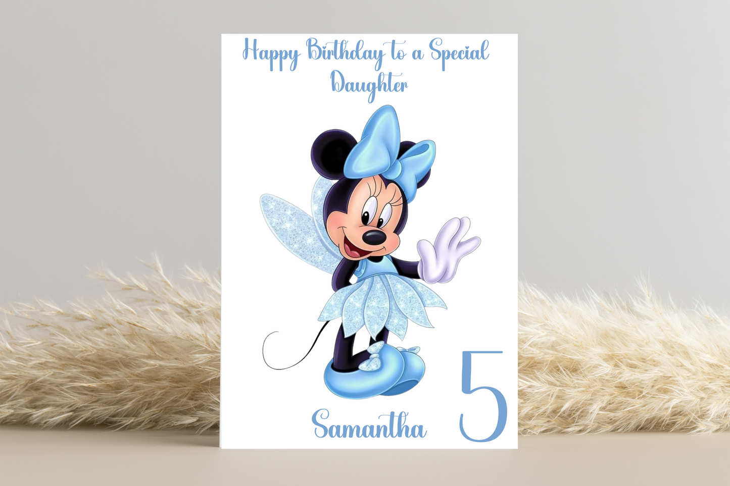 Adorable Minnie Mouse Birthday Card - Personalised with Name, Age, and Relation.