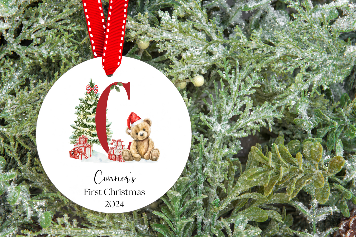 Personalised Teddy Bear 1st Christmas Bauble