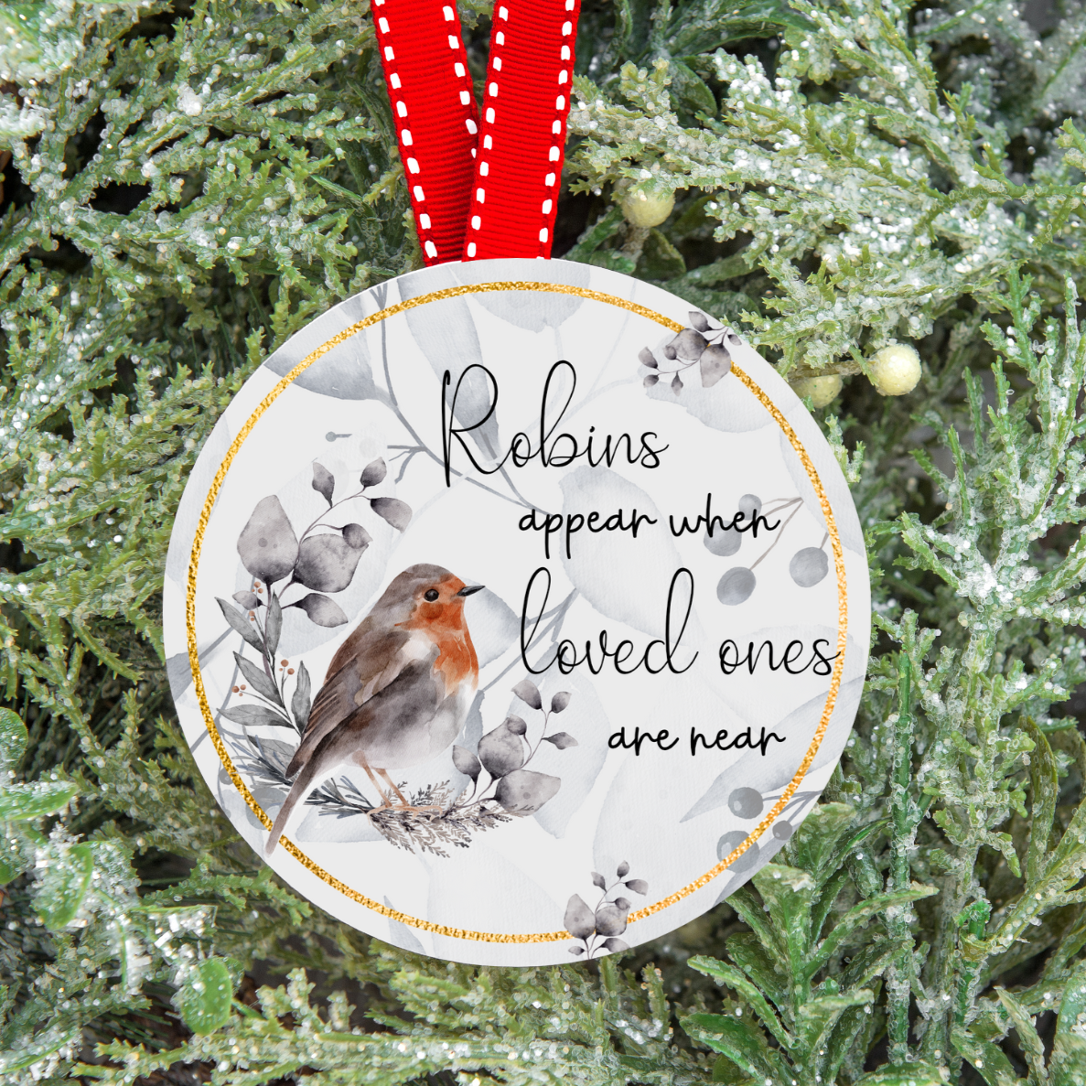 Robins Appear When Love Ones Are Near Photo Christmas Tree Decoration