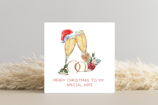 Christmas Champagne Glasses Christmas Card for My Husband Wife