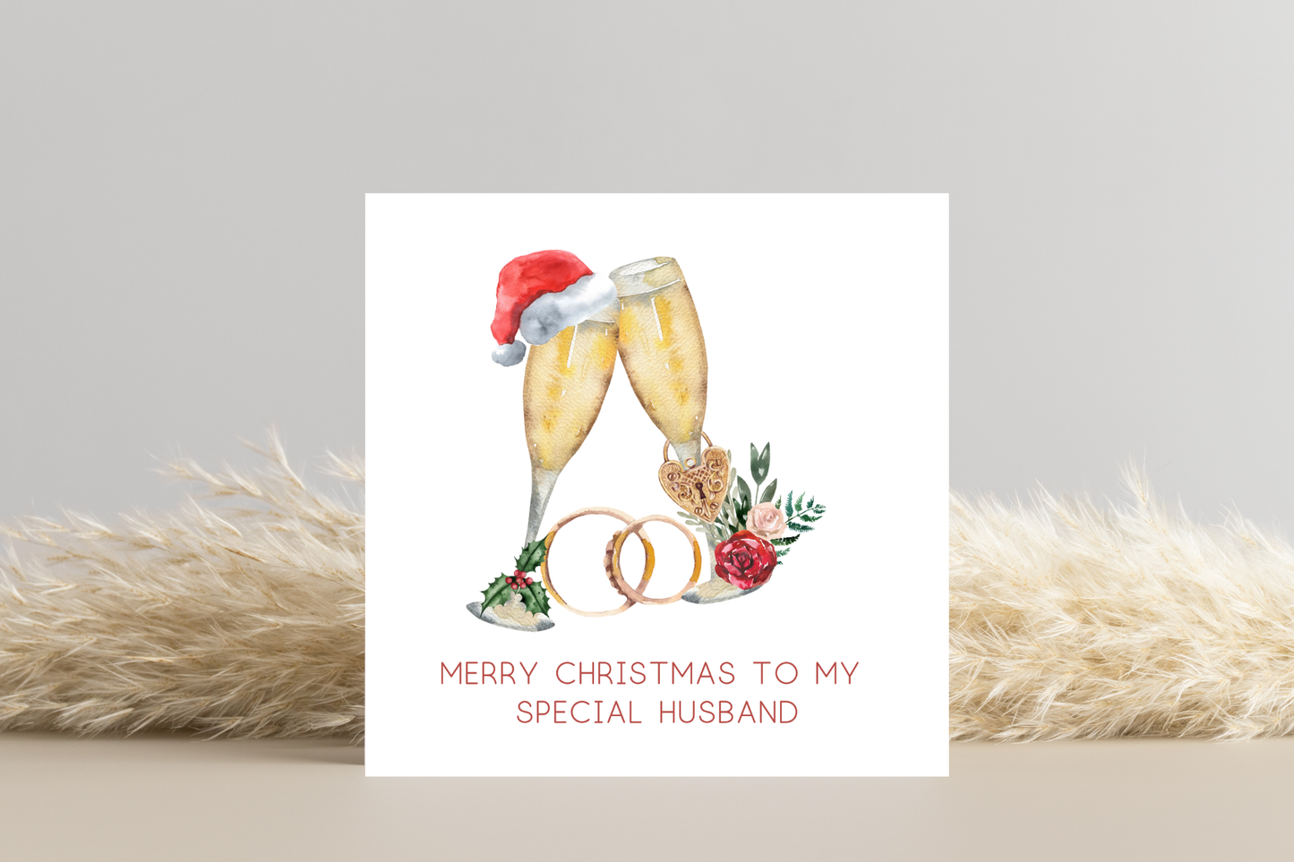 Christmas Champagne Glasses Christmas Card for My Husband Wife