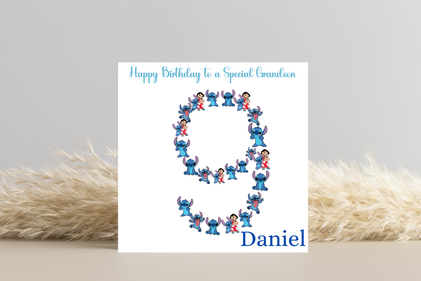 Stitch-Inspired 9th Birthday Greeting Card - Personalised with Number 9 Design