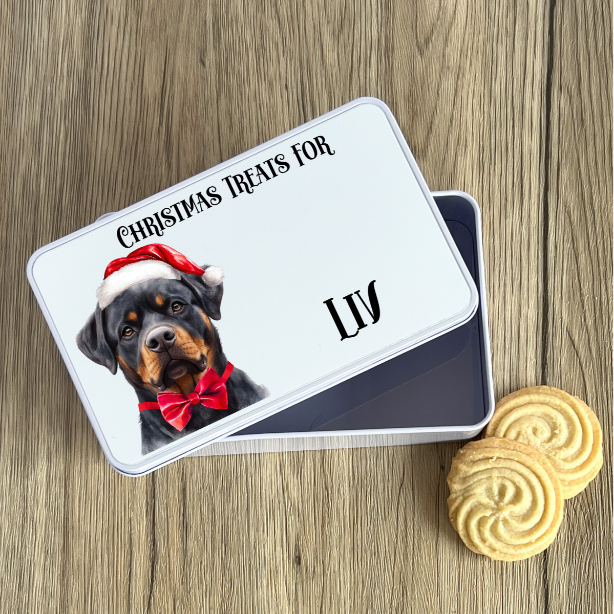 Personalised Dog Christmas Treat Tin