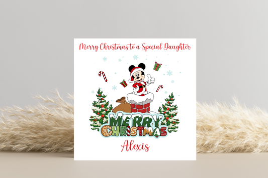 Personalised Mickey and Minnie Christmas Card