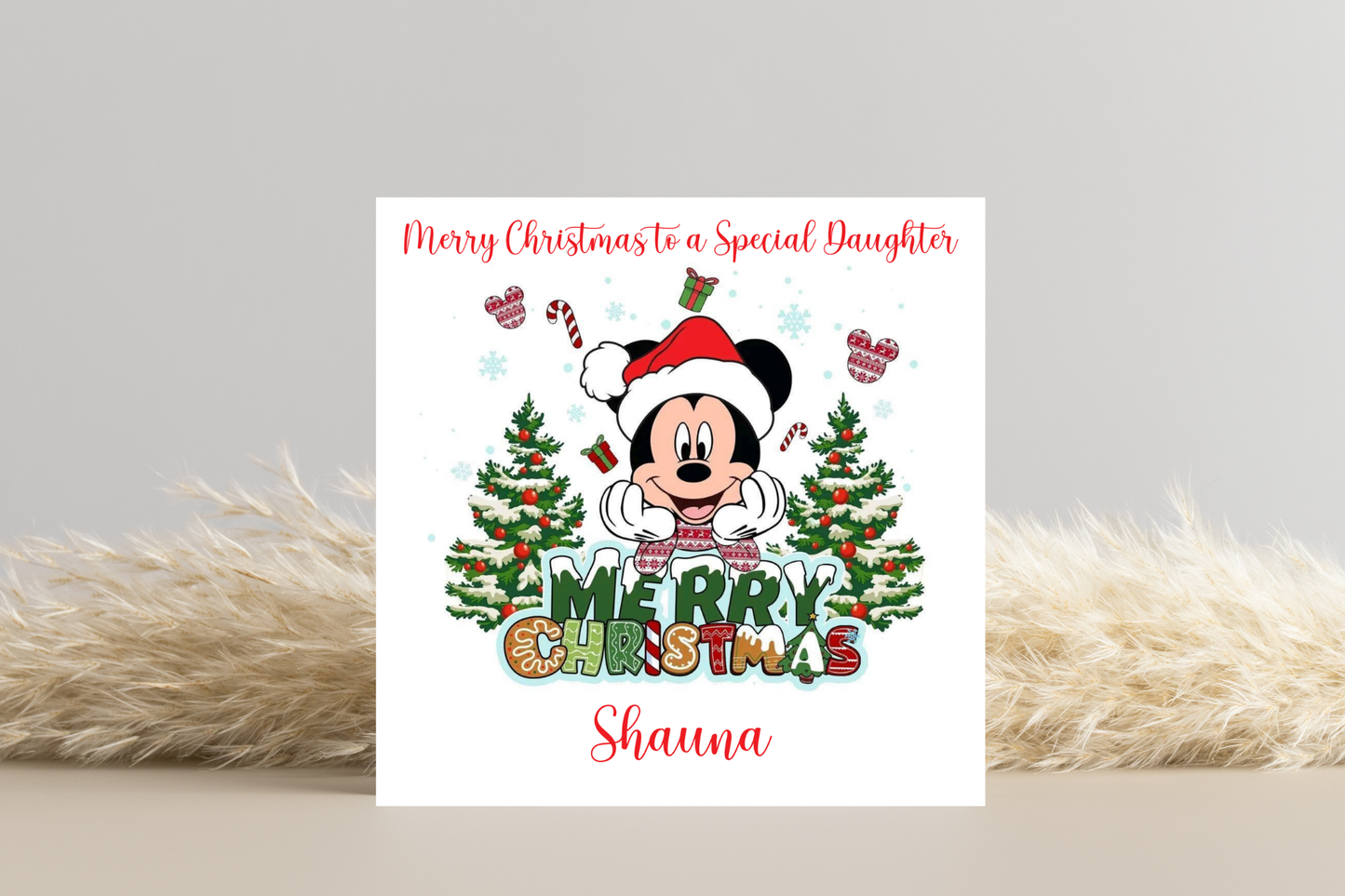 Personalised Mickey and Minnie Christmas Card