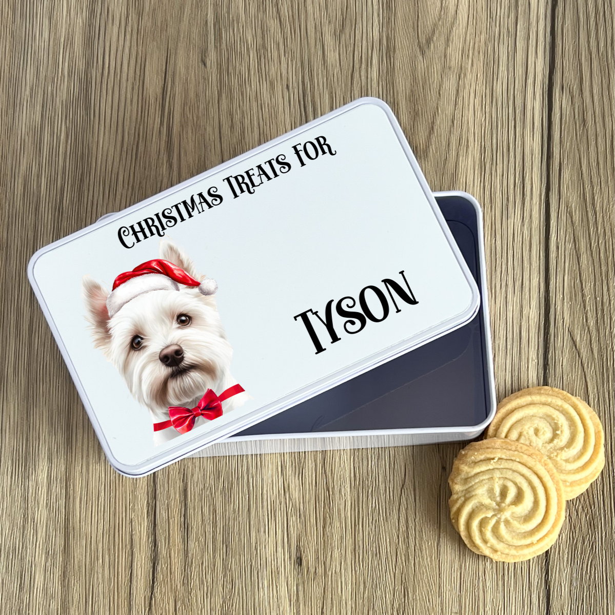 Personalised Dog Christmas Treat Tin