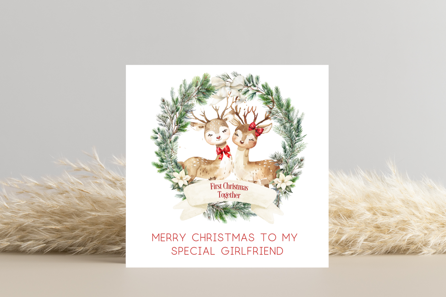 First Christmas Together Reindeer Couple Christmas Card for my Boyfriend Girlfriend