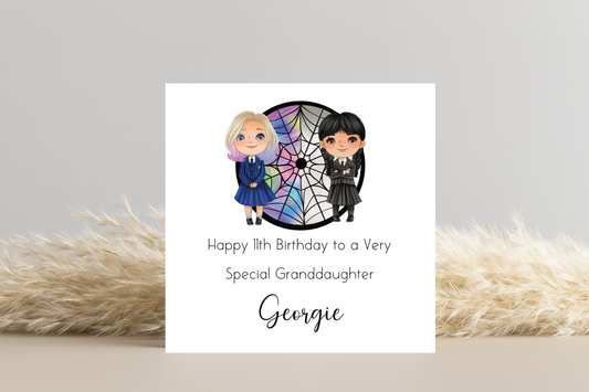 Personalised Wednesday Addams Birthday Card