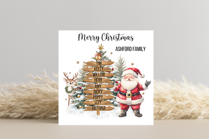 Personalised santa Family Signpost Christmas Card