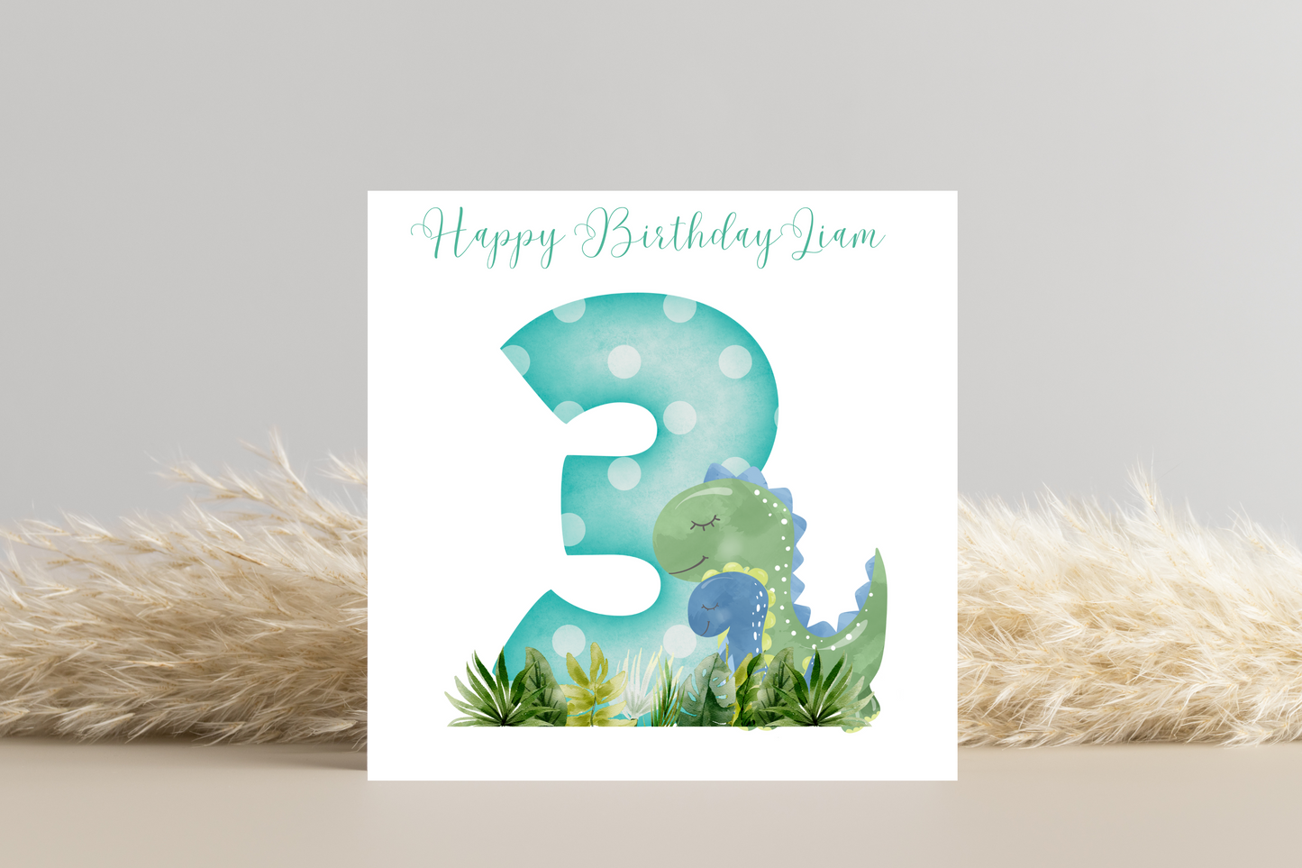 Personalised Dinosaur Number Birthday Card