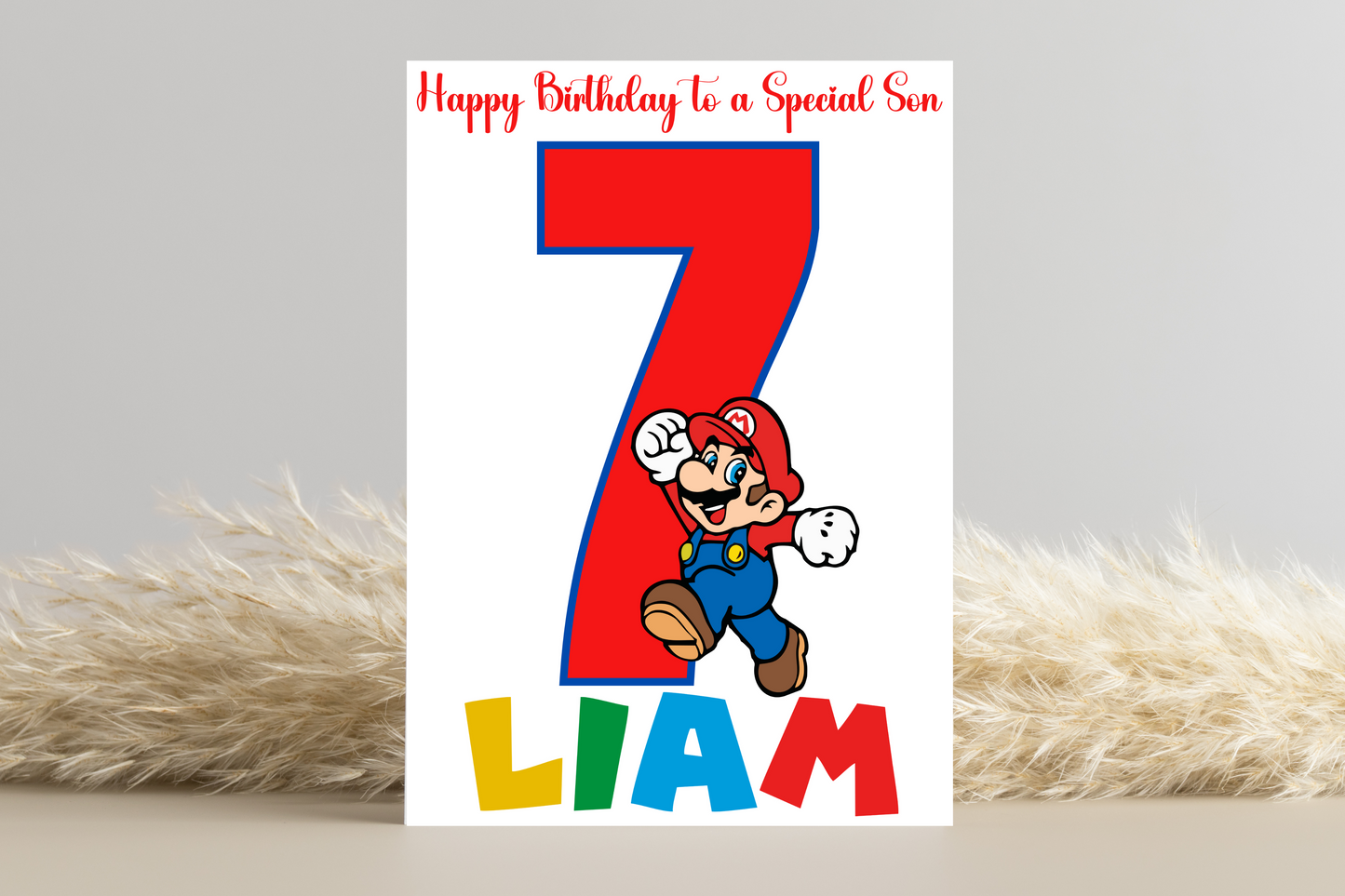 Personalised Super Mario Number Birthday Card