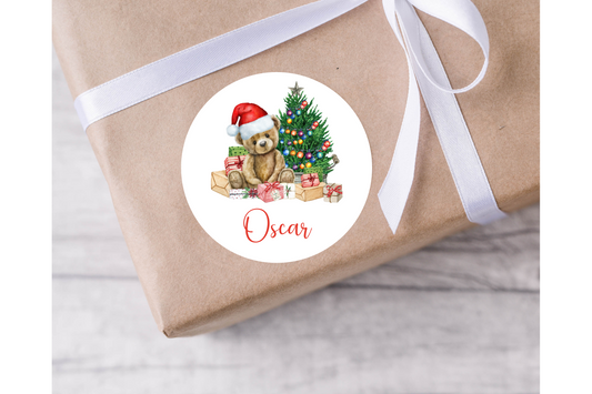 Teddy Bear Christmas Present Labels - 12 per sheet