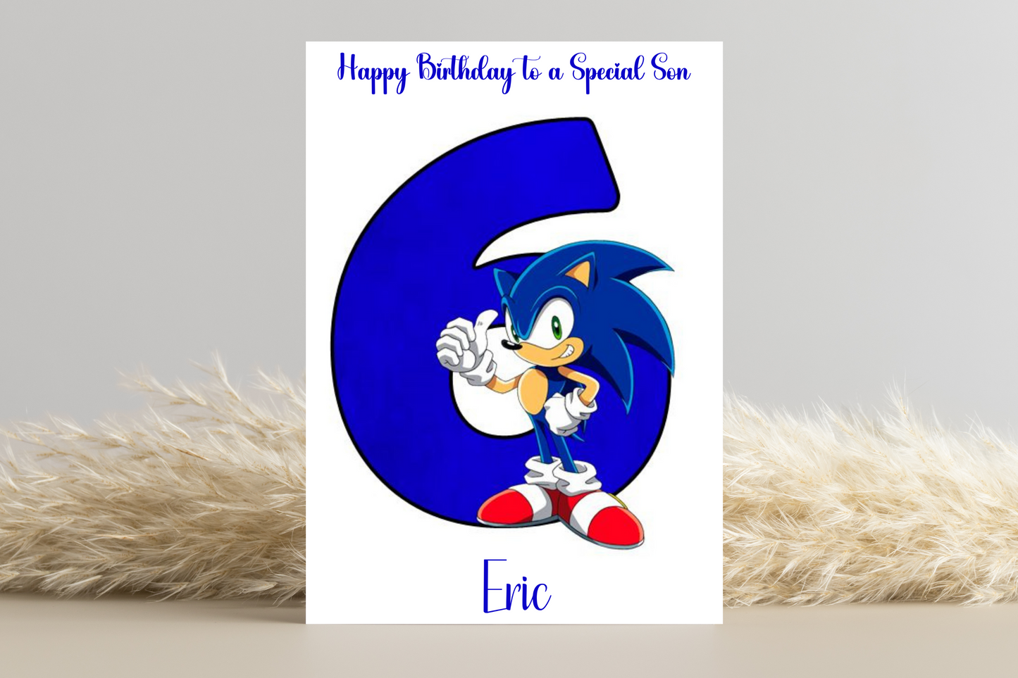 Personalised Sonic the Hedgehog Number Birthday Card