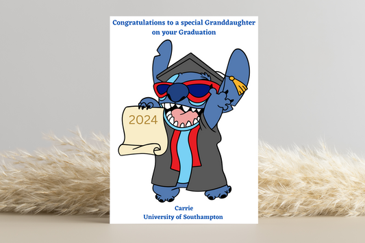 Personalised Stitch Graduation Card | Customisable with Name and Uni | Graduation 2024