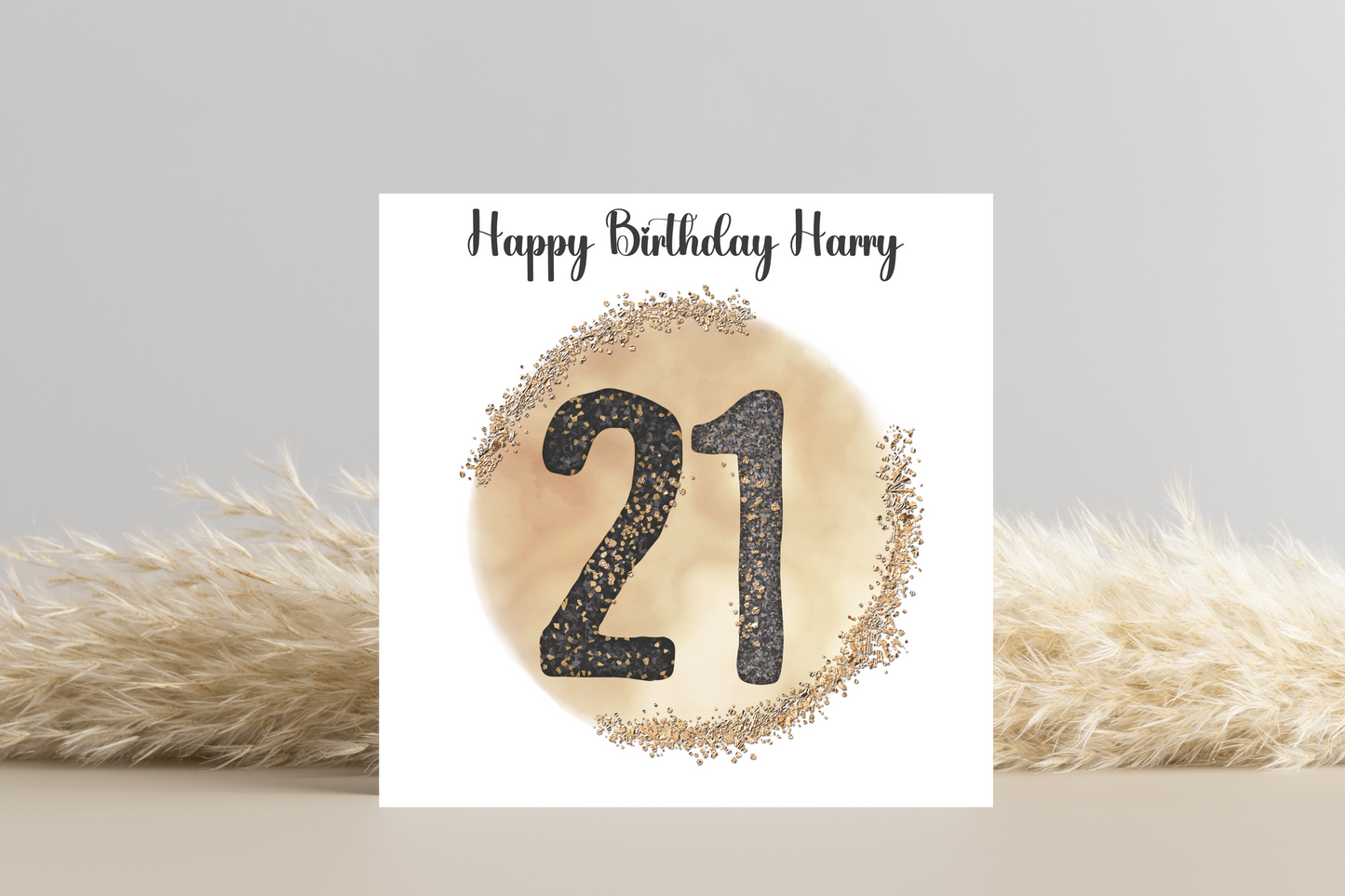 Personalised Black and Gold 21st Birthday Card