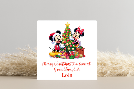 Personalised Mickey and Minnie Christmas Card