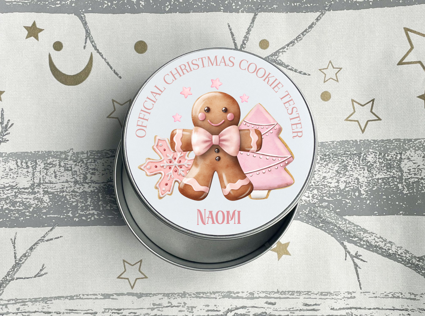 Personalised Official Christmas Cookie Tester Round Tin