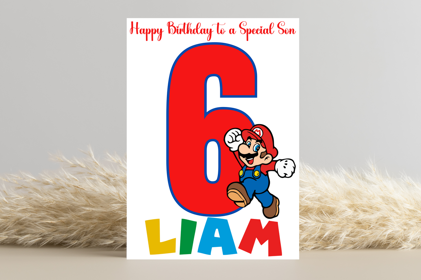 Personalised Super Mario Number Birthday Card