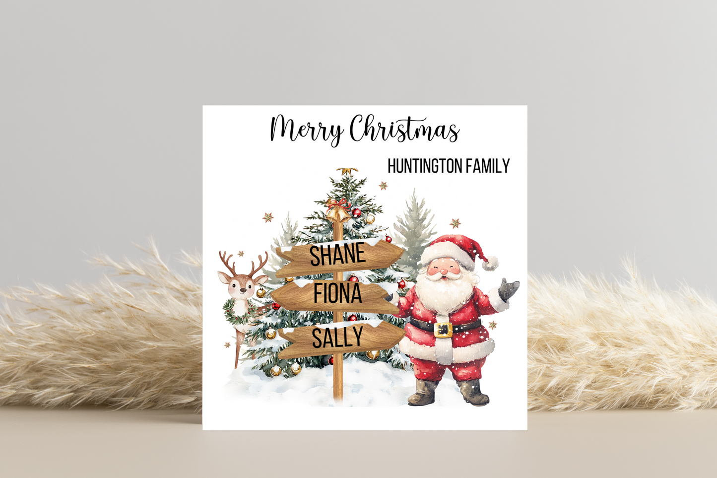 Personalised santa Family Signpost Christmas Card