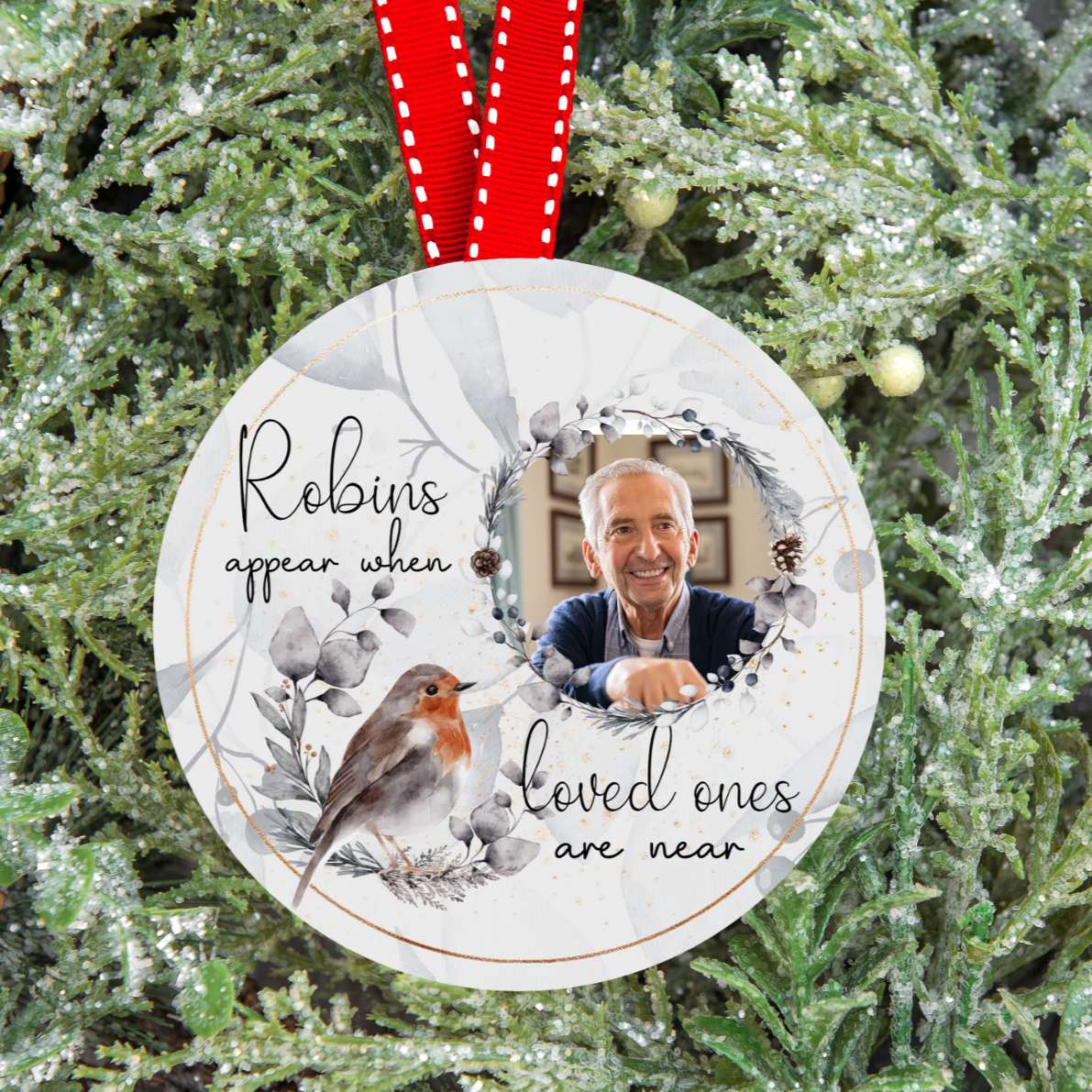 Robins Appear When Love Ones Are Near Photo Christmas Tree Decoration