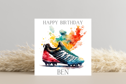 Personalised Football Boot Birthday Card