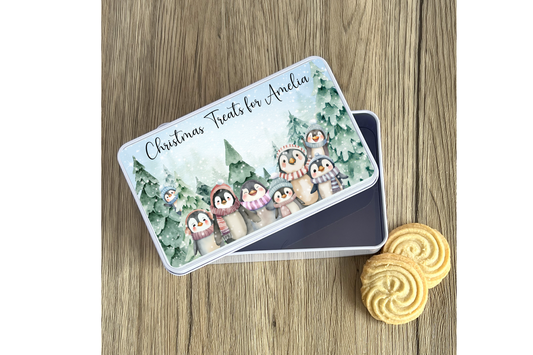 Personalised Penguin Christmas Treat Tin