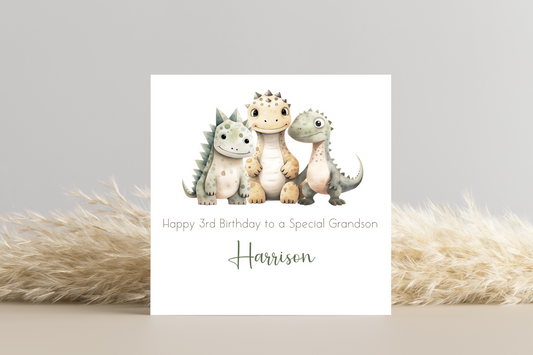 Personalised Dinosaur Birthday Card