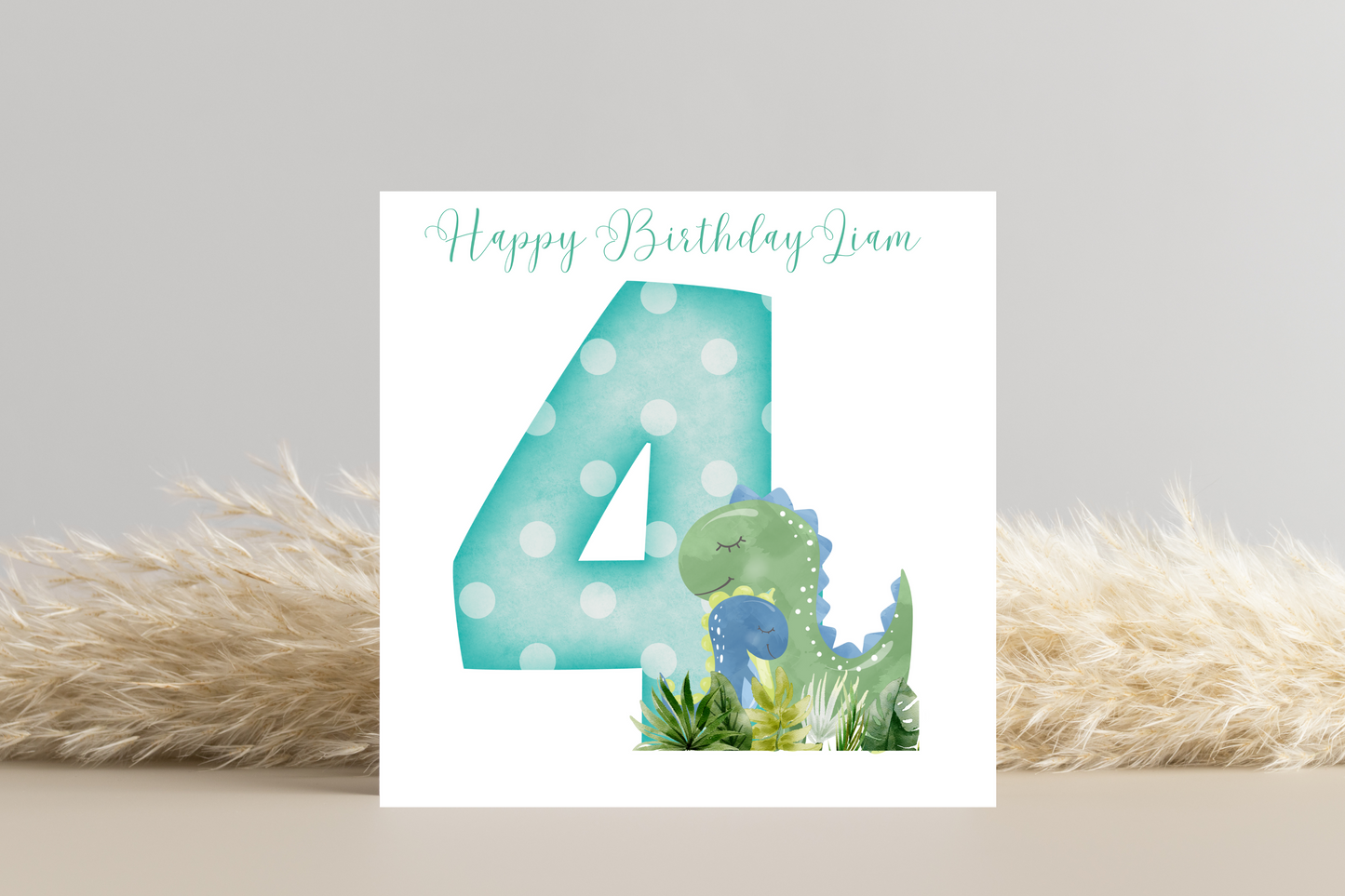 Personalised Dinosaur Number Birthday Card