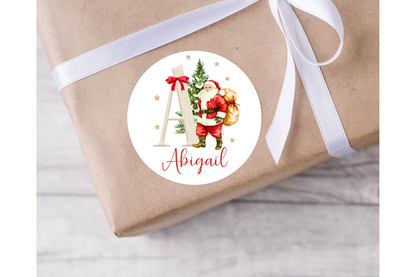 Santa Initial Christmas Present Labels - 12 per sheet