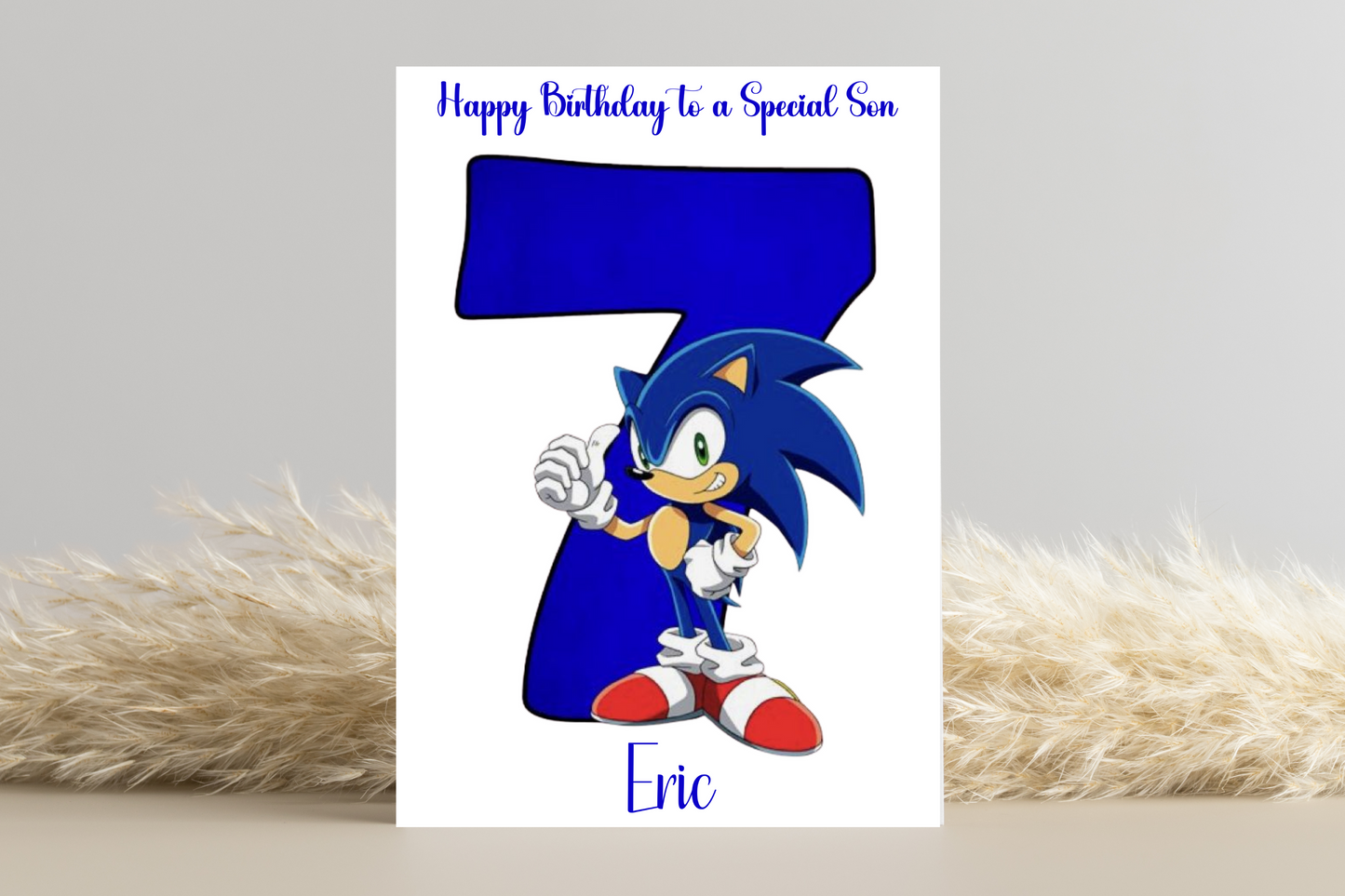 Personalised Sonic the Hedgehog Number Birthday Card