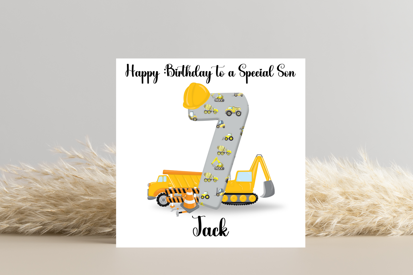 Personalised Digger Construction Themed Birthday Card