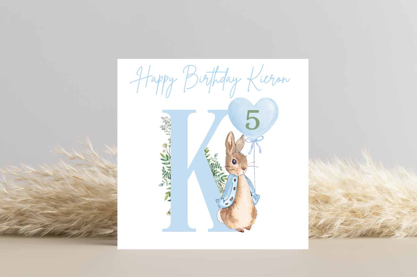 Personalised Peter Rabbit Blue Birthday Card