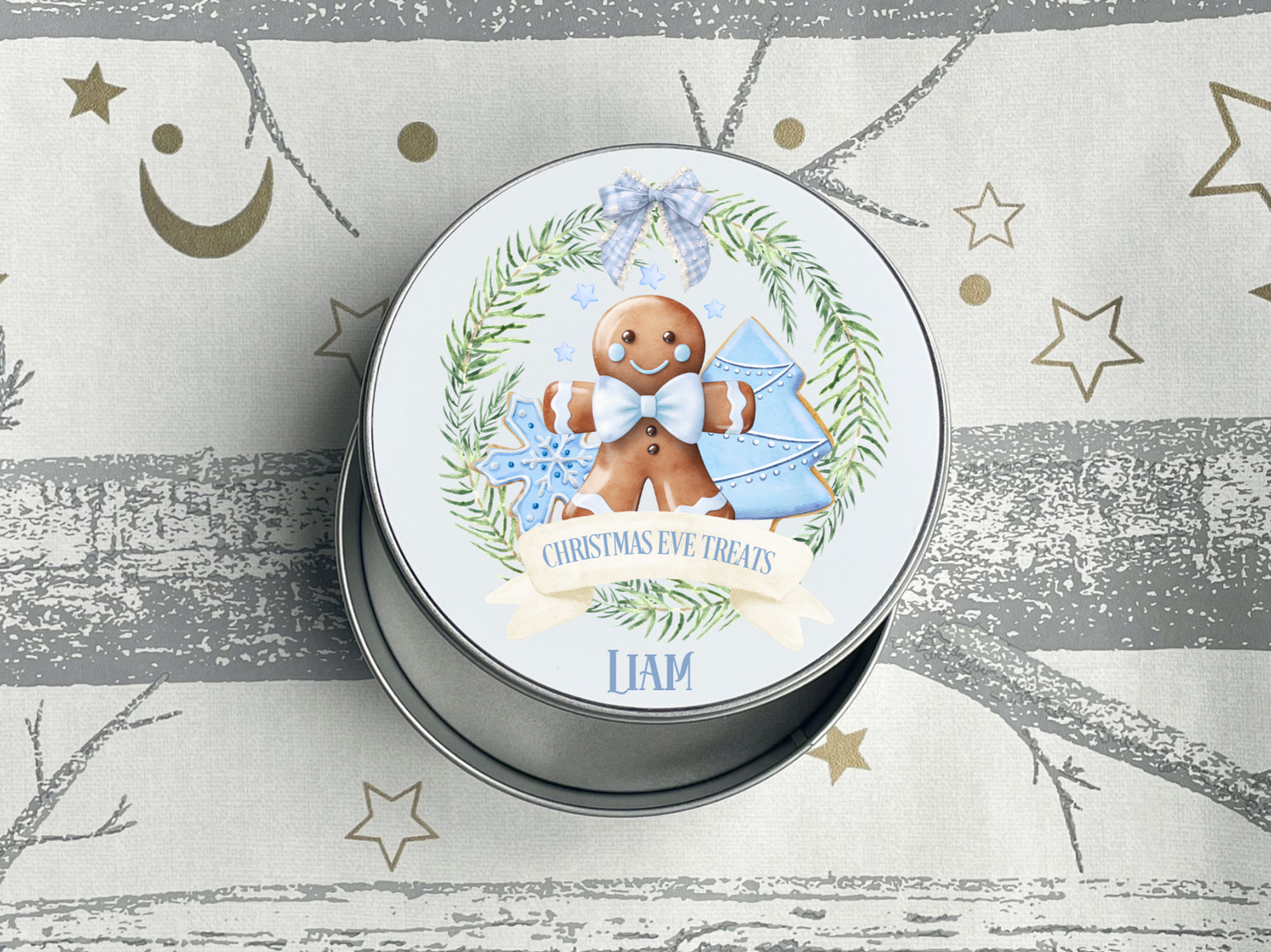 Personalised  Gingerbread Christmas Eve Treats Tin