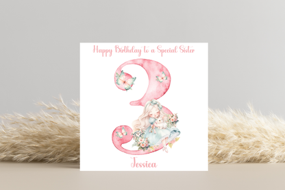 Alice and White Rabbit Birthday Card