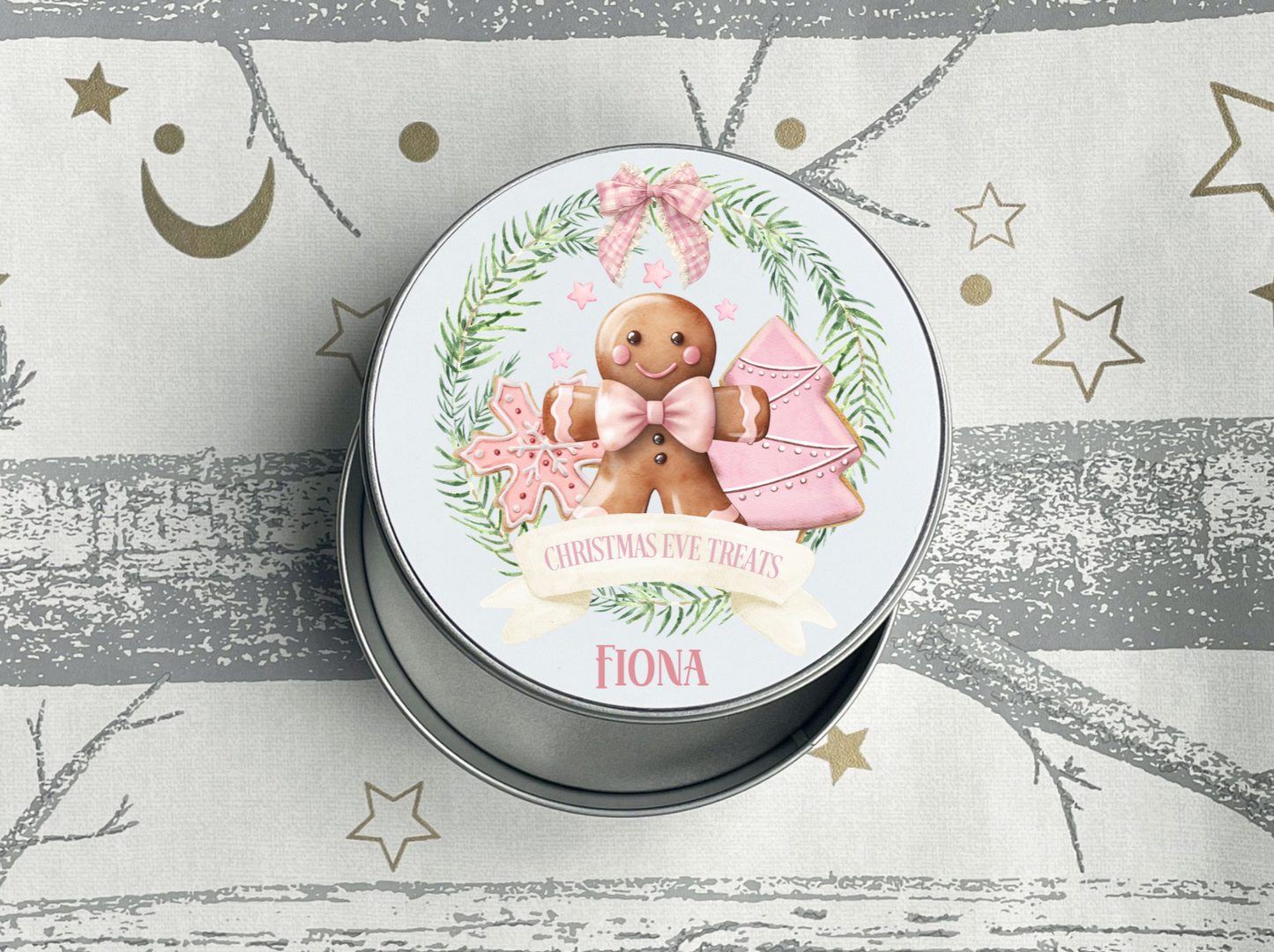 Personalised  Gingerbread Christmas Eve Treats Tin