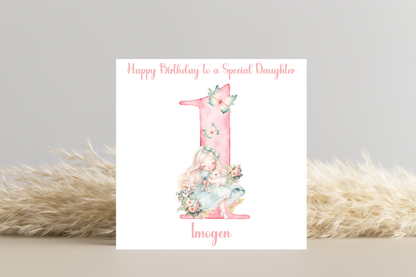 Alice and White Rabbit Birthday Card