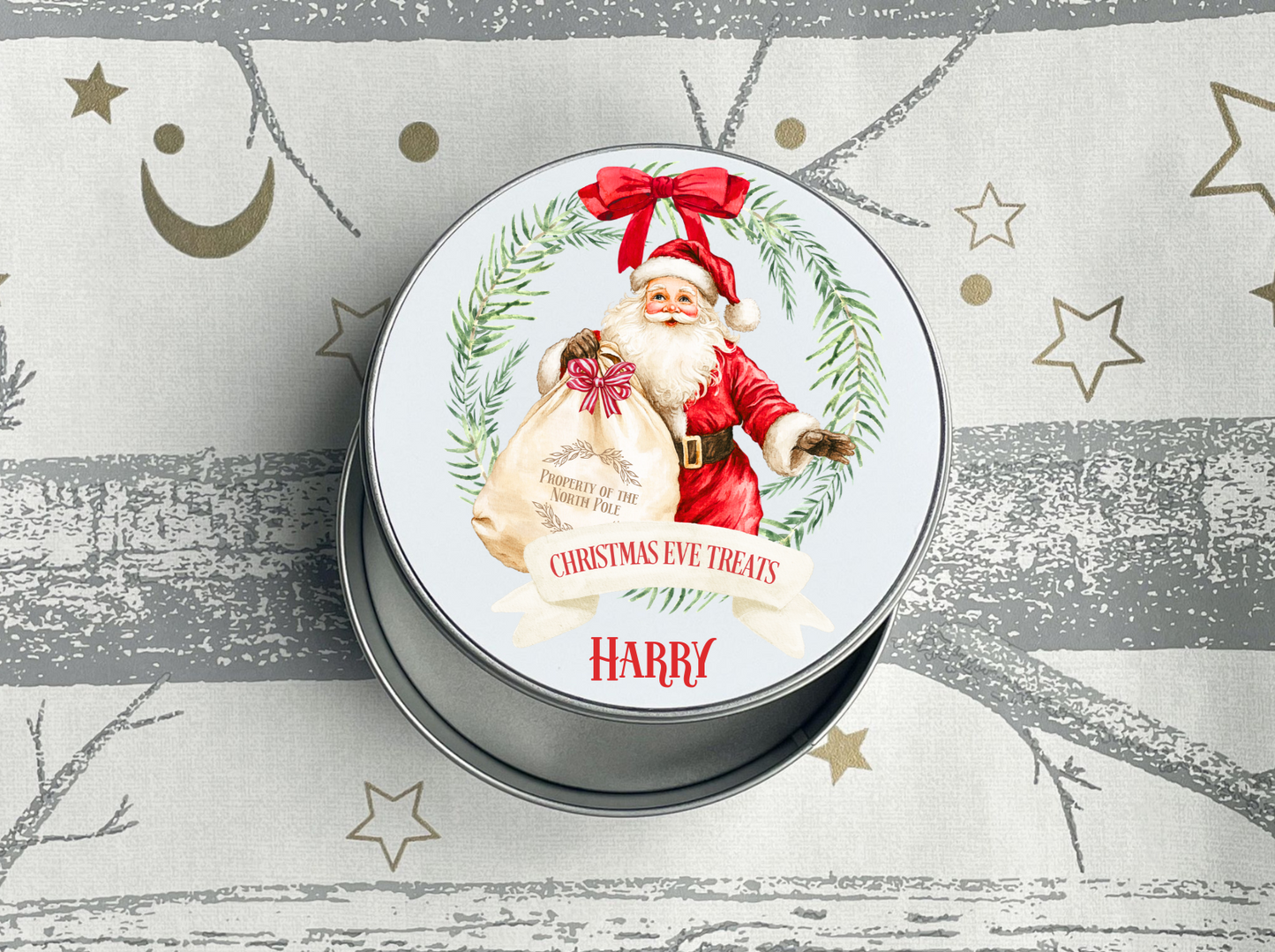 Personalised Santa Christmas Eve Treats Tin