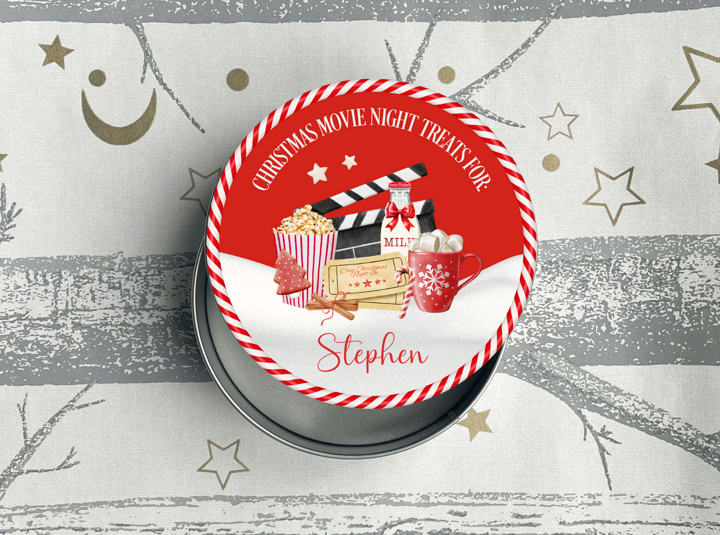 Personalised Christmas Movie Night Treat Tin